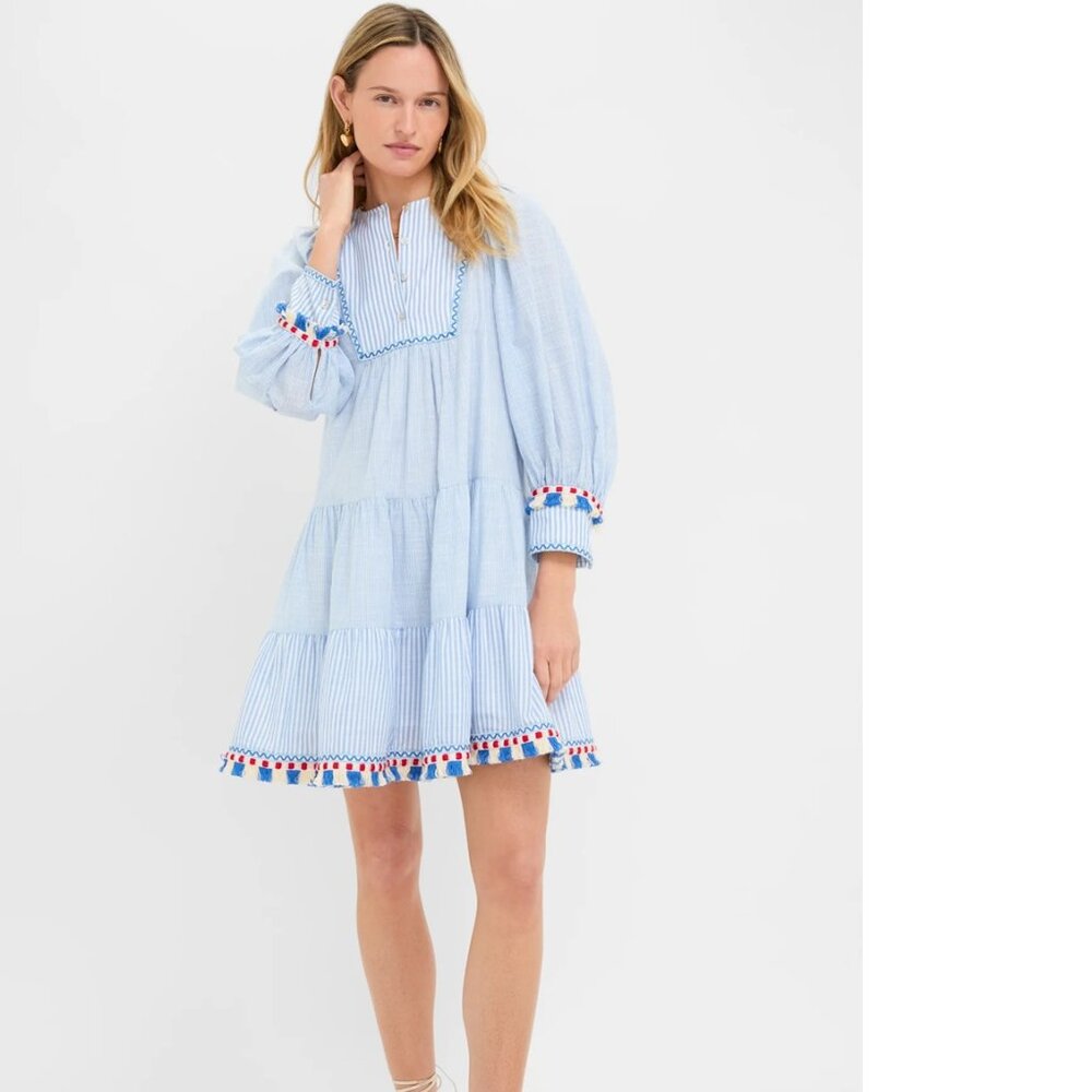 Tuckernuck Chambray Stripe Fringe Jen Dress NWT